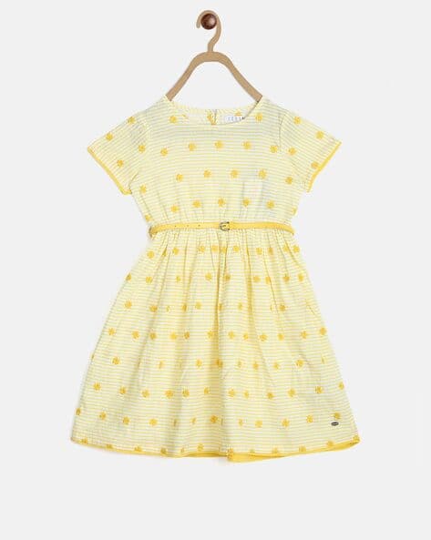 Floral Embroidered Dress with Belt