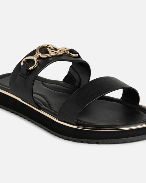 Sandals | Wide Fit Leather Yasmin Embellished Flat Sandal | Wallis