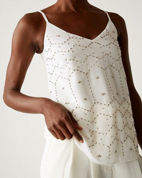 andmary Lindsay logo tops ivory（ANDMARY AM1366 Lindsay logo