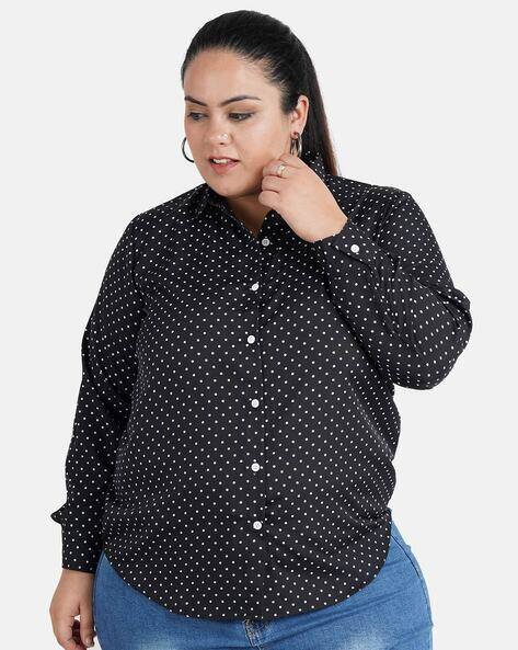 black and white polka dot shirt plus size