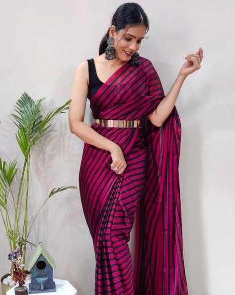 Buying Designer Stylish Readymade Saree Wine - Designerkloth