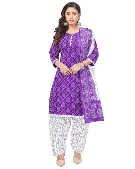 Paisley Print Unstitched Dress Material Price in India