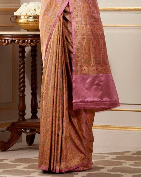 Rani Pink Pure Soft Satin Silk Tanchoi Jamawar Banarasi Handloom Saree -  Tilfi