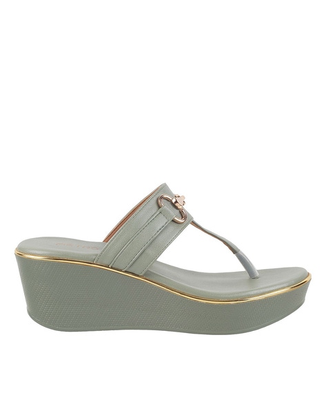 T strap sandals online wedge