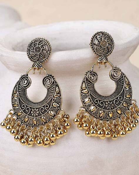 Gold Plated Kundan Polki & Emerald Chandbali Earrings Design by Nepra By  Neha Goel at Pernia's Pop Up Shop 2024