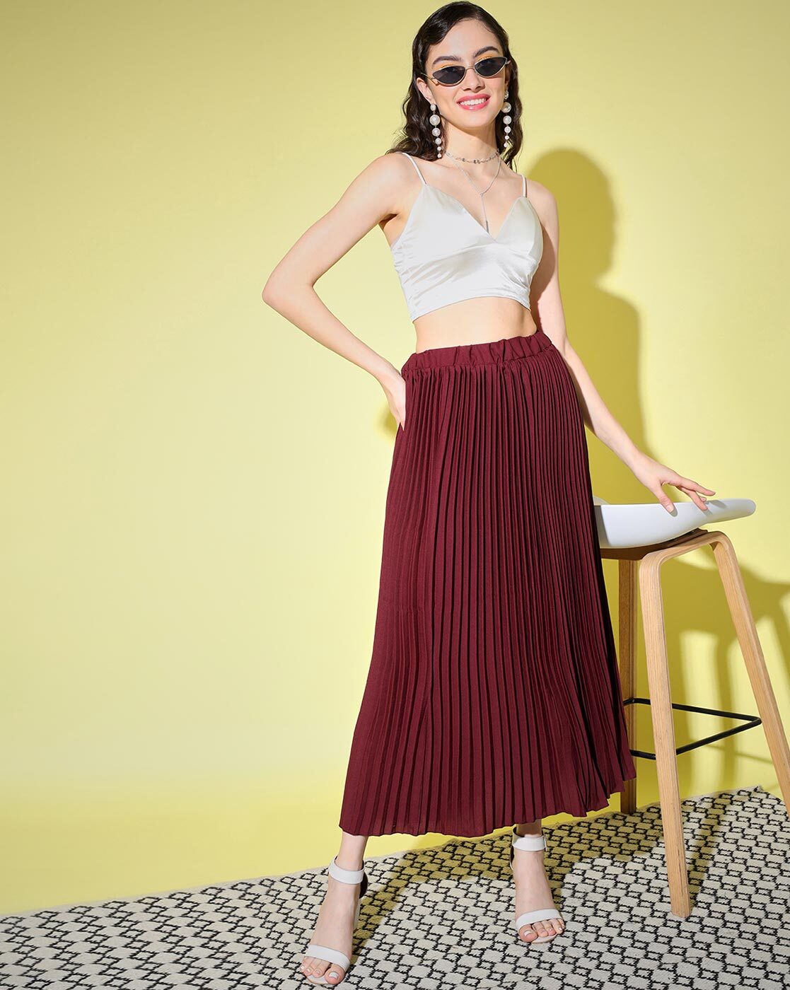 Burgundy yellow outlet skirt