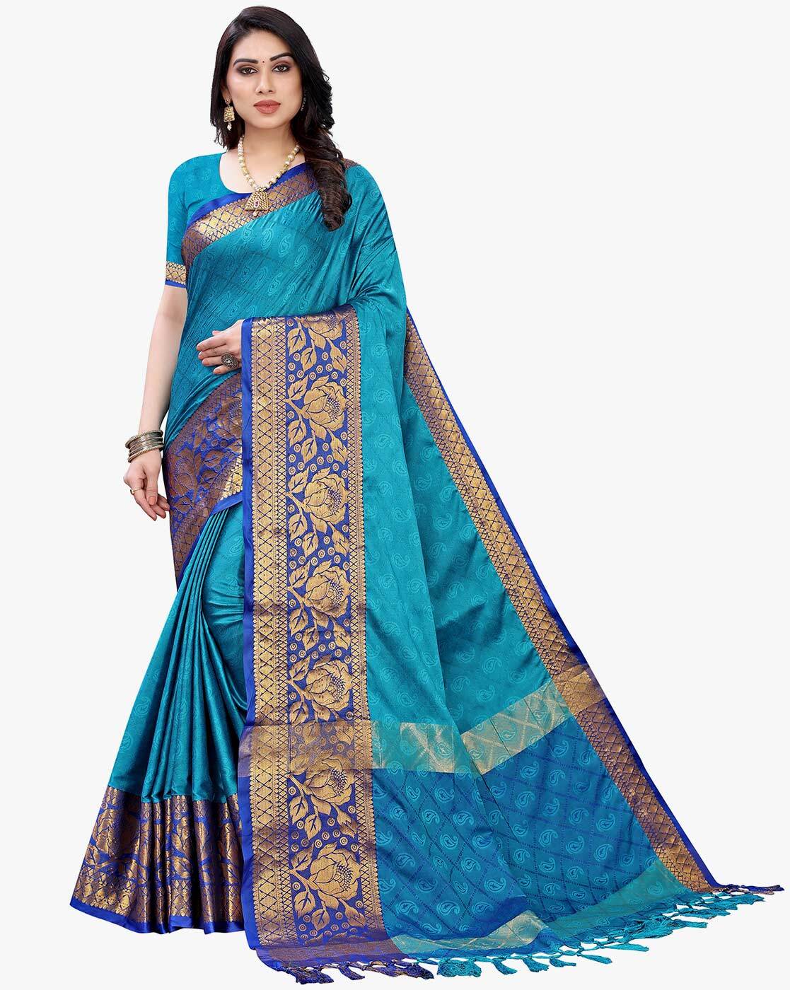 Buy Blue Sarees for Women by SATRANI Online | Ajio.com