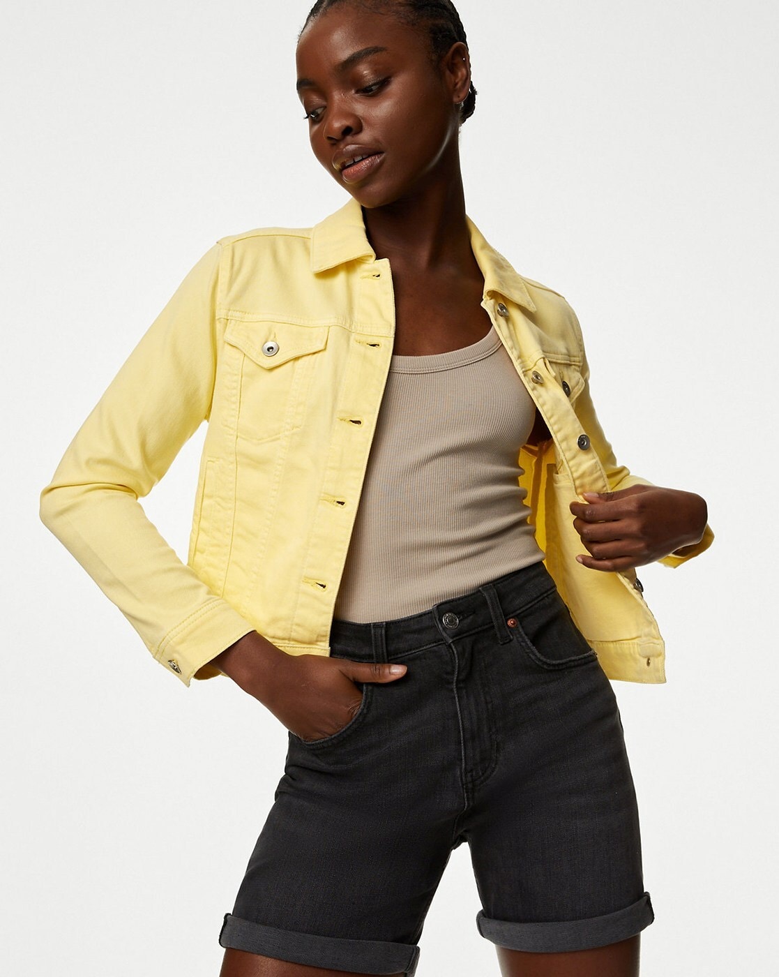 Rumors Light Yellow Denim Jacket | Yellow denim, Denim jacket women, Yellow  jacket outfit