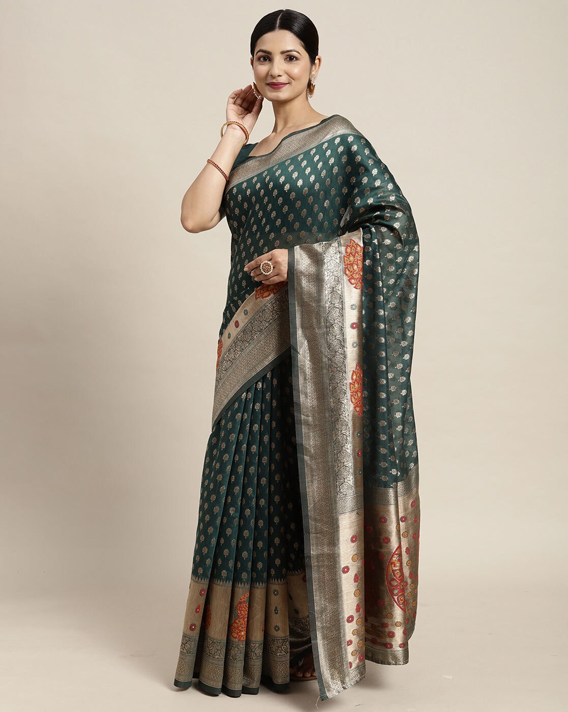 Buy Navy Blue Sarees for Women by Indie Picks Online | Ajio.com