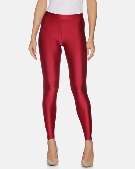 Twinbirds Racing Red Solid Ankle Legging - Twin Birds