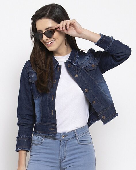 Denim jacket outlet for women ajio