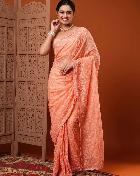 Saree Mall Embroidered Organza Saree