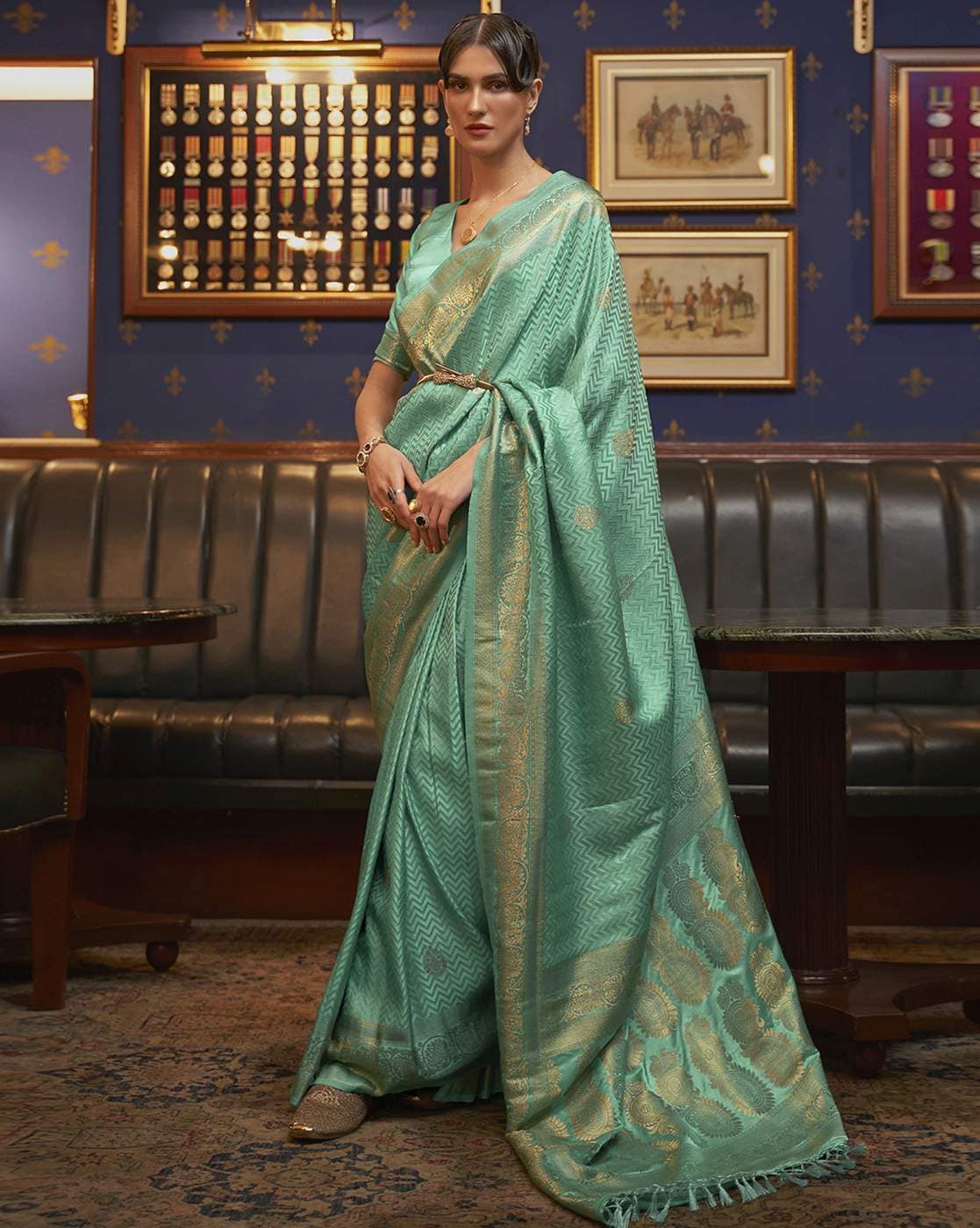 Kashvi Weft Ikat Silk Saree - Medium Green