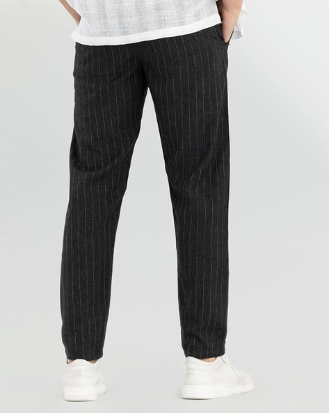 D-STRUCT CONQUISTADOR MEN'S PINSTRIPE TROUSER - BLACK - Bellfield Clothing