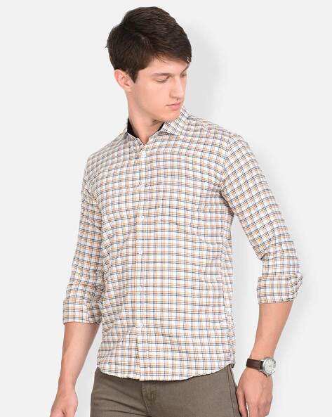 Slim Fit Shirt with Checked Detail