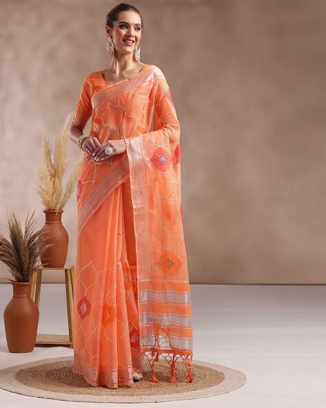 Buy Orange Sarees for Women by Saree mall Online | Ajio.com