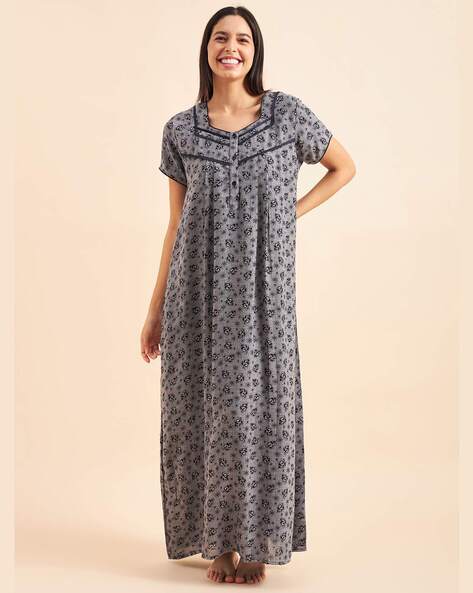 Buy Navy blue Nightshirts Nighties for Women by SWEET DREAMS