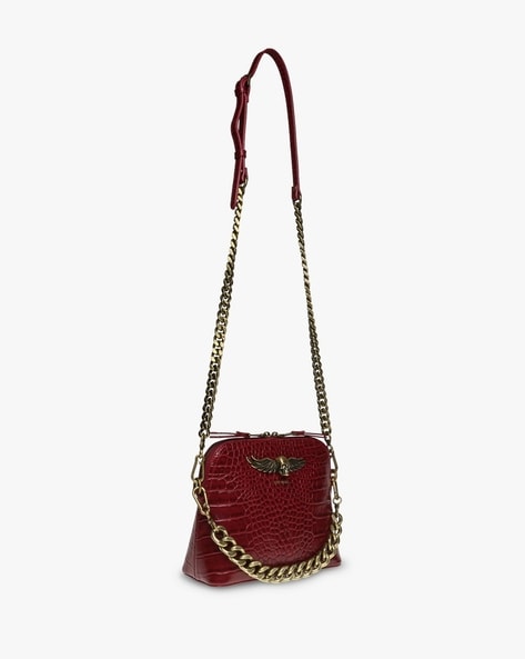 Metallic berry wine red, quilted cross body purse bag | Tangerine Taggle