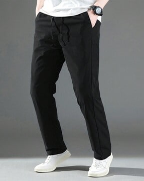Cotton Lycra Blend Solid Slim Fit Casual Trouser for Men - KDB Deals