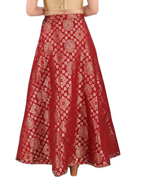 Beautiful Brocade Skirt - Guardsman Red, Free Up.to 40 at Rs 300/piece |  Brocade Fabrics | ID: 2852773891312