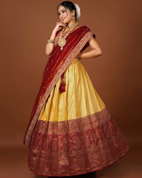 Sequinned Net Layered Flared Lehenga - CCEK1940 from saree.com