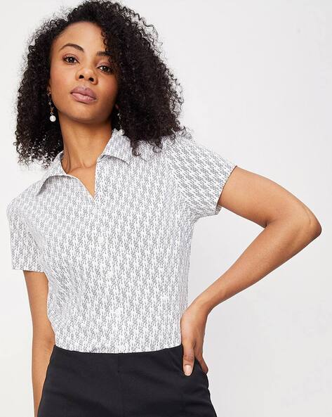 women's white short sleeve shirts with collars