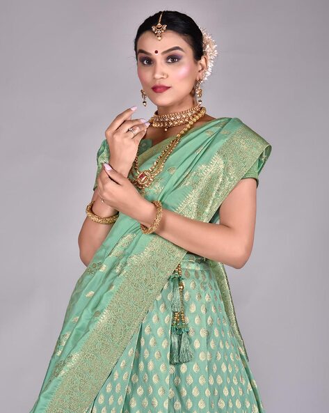 Wedding Lehenga - Bridal Sea Green Resham & Stone Embroidered Lehenga Choli  – Empress Clothing