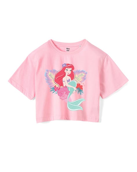 Little Mermaid Print Round-Neck T-Shirt