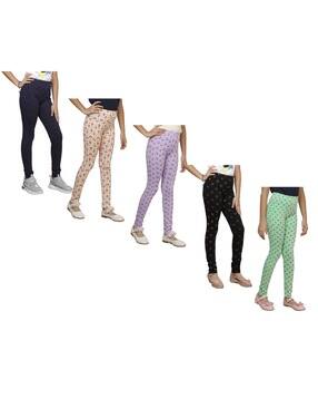 indiweaves Pack of 5 Printed Leggings with Elasticated Waist-picture-16