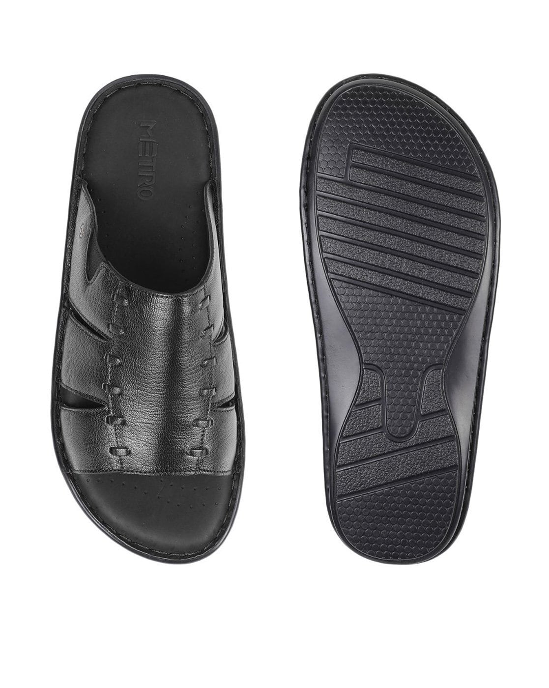 Buy Men Black Casual Slippers Online | SKU: 16-725-11-40-Metro Shoes