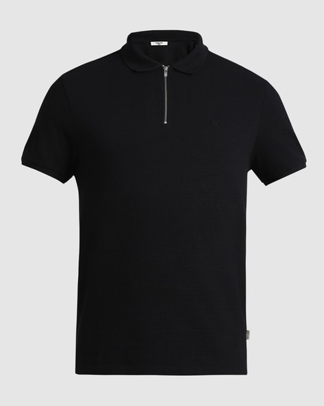 Regular Fit Polo T-Shirt with Half-Zipper