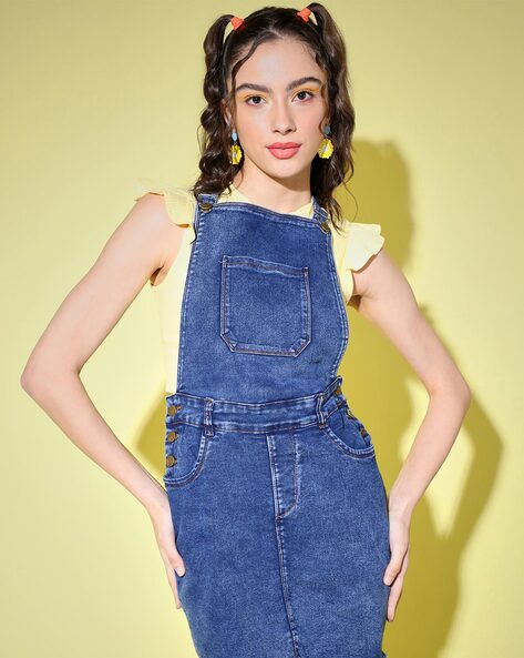 Dungarees Online - Experiment with new denim pieces! Step outside your  comfort zone and try a cute Dungaree Dress - #Uskees Vintage Wash Denim  Dungaree Dress UK 8-18. Currently reduced to £25