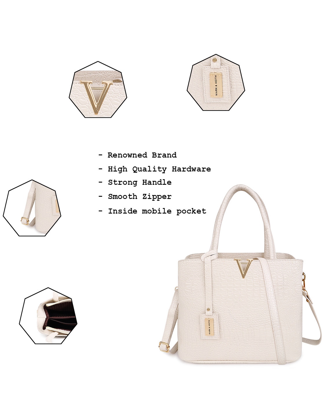 Buy White Handbags for Women by Mark & Keith Online