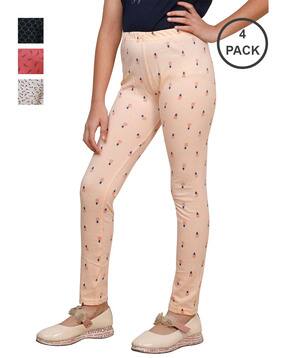 indiweaves Pack of 4 Printed Leggings with Elasticated Waist-picture-5
