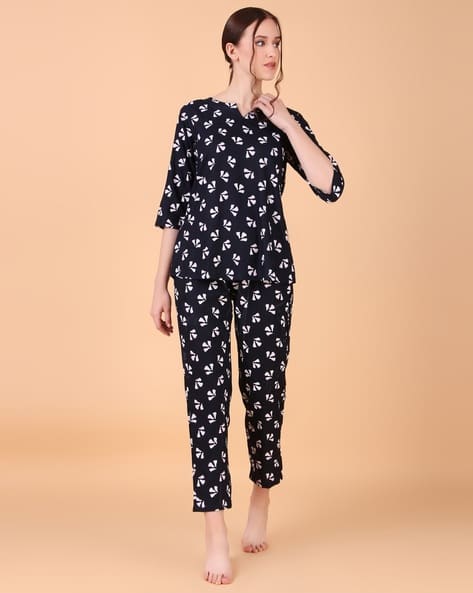 ICHAA Printed Top & Pyjamas Set