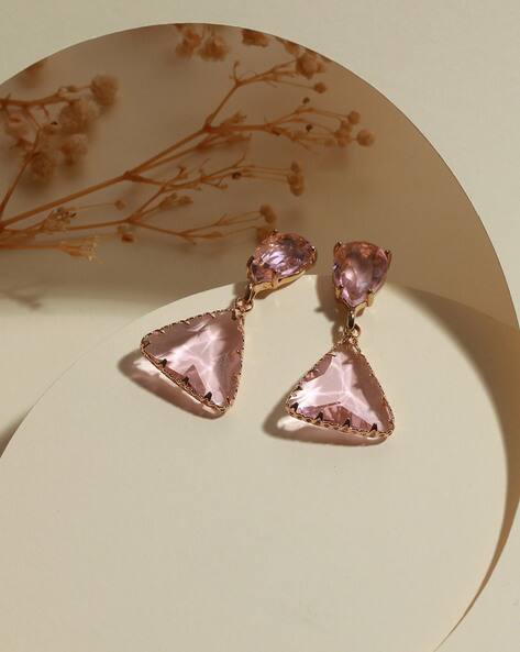 Jazz And Sizzle Gold-Plated Triangular Shaped Drop Earrings