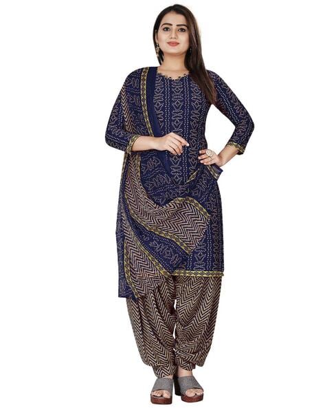 Bandhani Print Unstitched Dress Material Price in India