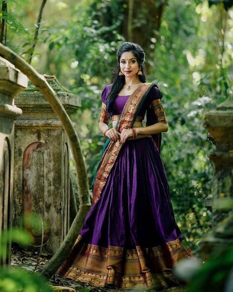 Party Wear Violet Blue Green Color Lehenga 7214