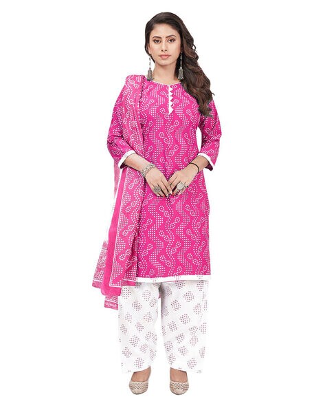 Bandhani Print Unstitched Dress Material Price in India