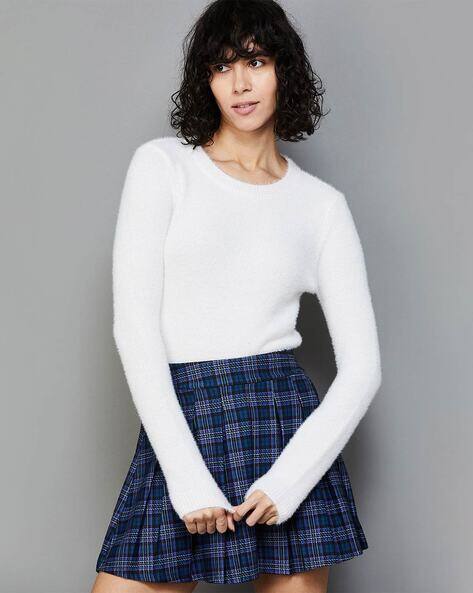 Hoodie Crewneck And Tennis Skirt Black Cropped Sweater Ladies