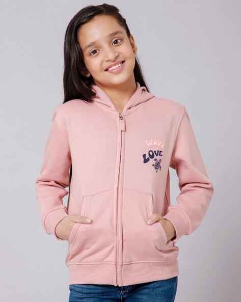 Girls zip 2024 front hoodie