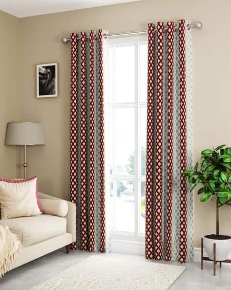 BIANCA Set of 2 Geometric Print Eyelet Door Curtains