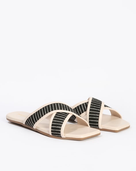 Women Criss Cross Strap Slides