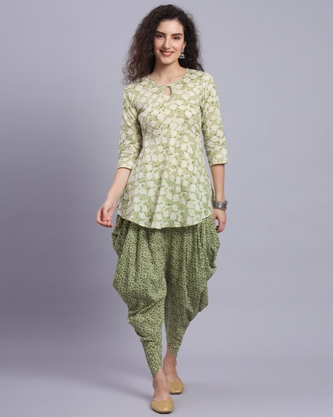 Buy Pistaa's Women's Cotton Short Black Kurta and Maroon Patiala Salwar Set  at Amazon.in