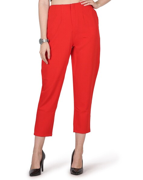 Buy Red Trousers & Pants for Women by POPWINGS Online