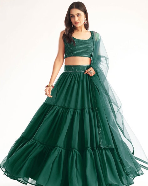 Buy Graceful Green Lehenga Online