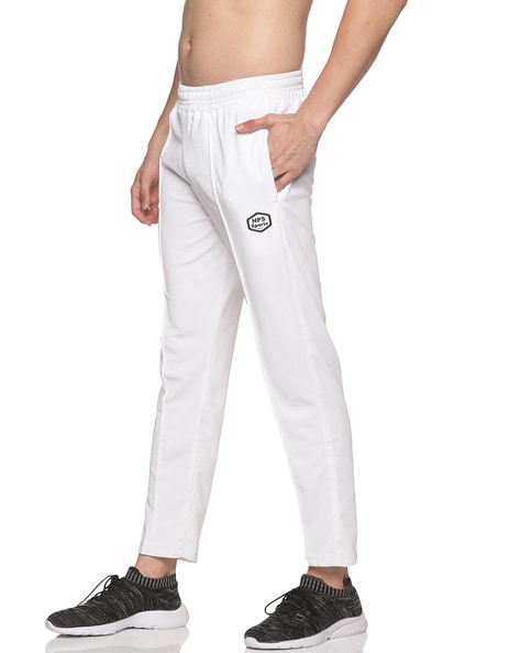 MEN'S STRAIGHT FIT WITH MESH CRICKET TRACKPANTS, IVORY 100, WHITE