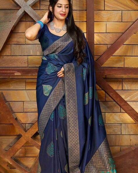 Royal Blue Banarasi Silk Saree | Leemboodi