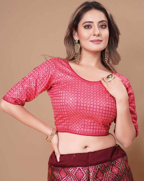 pink embellished blouse