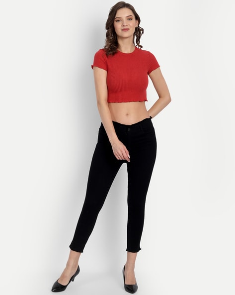 Black Fly Fasten Jersey Denim Leggings